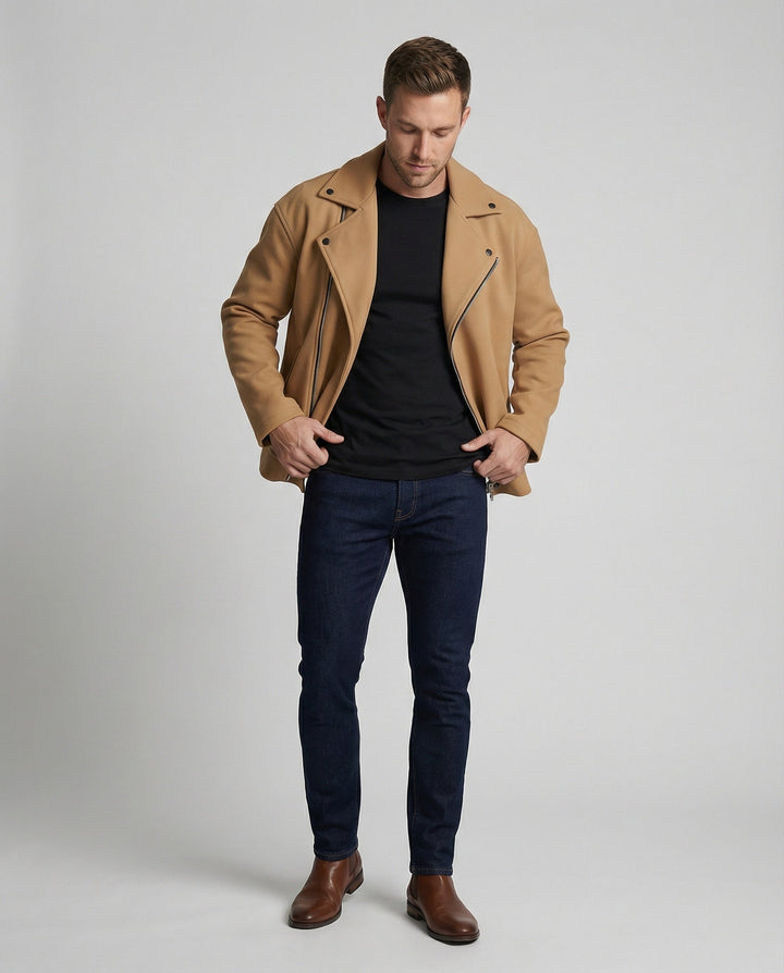 Herren Bikerjacke Leder Weste