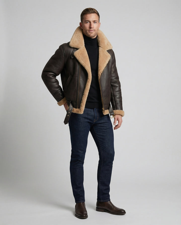 Luxus Lammfell Pilotjacke