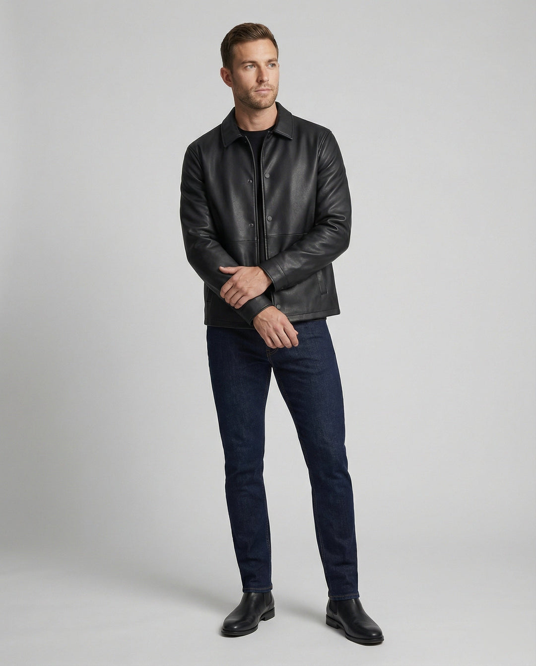 Herren Lederoptik Übergangsjacke
