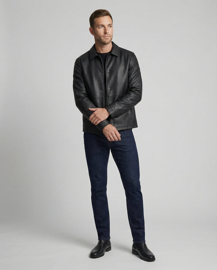 Herren Lederoptik Übergangsjacke