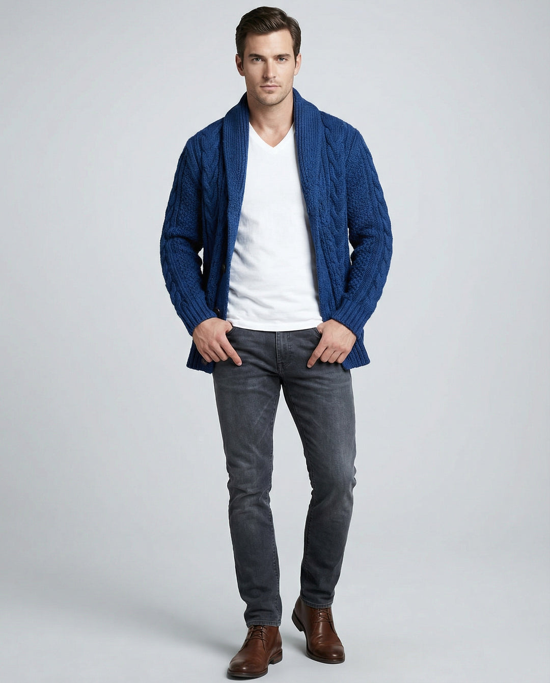 Warme Zopfmuster Strickjacke