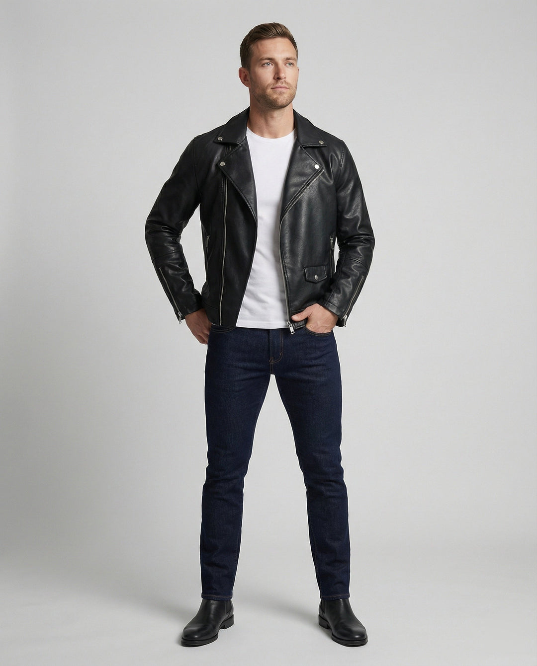 Herren Nappaleder Motorradjacke