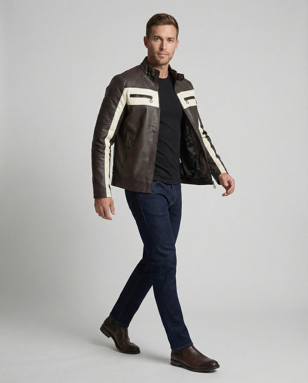 Herren Bikerjacke Herren Kunstleder