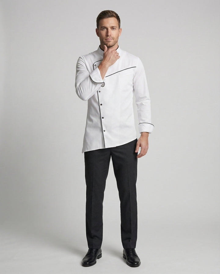 Elegante Kontrast Kochjacke Herren