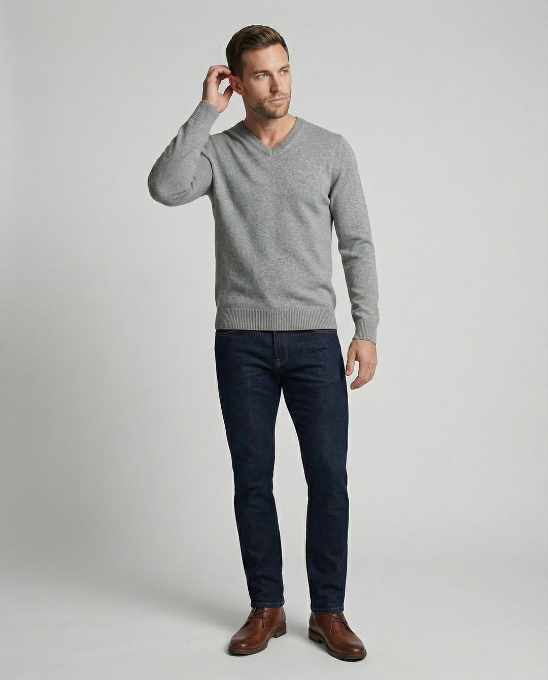 V-Ausschnitt Baumwollpullover