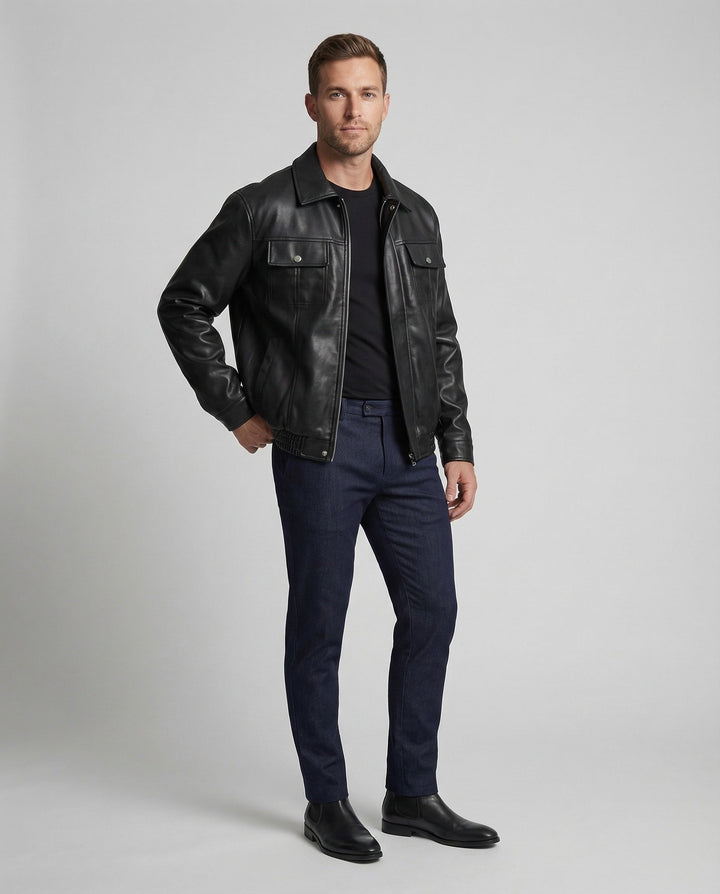 Herren Kunstleder Hemdjacke