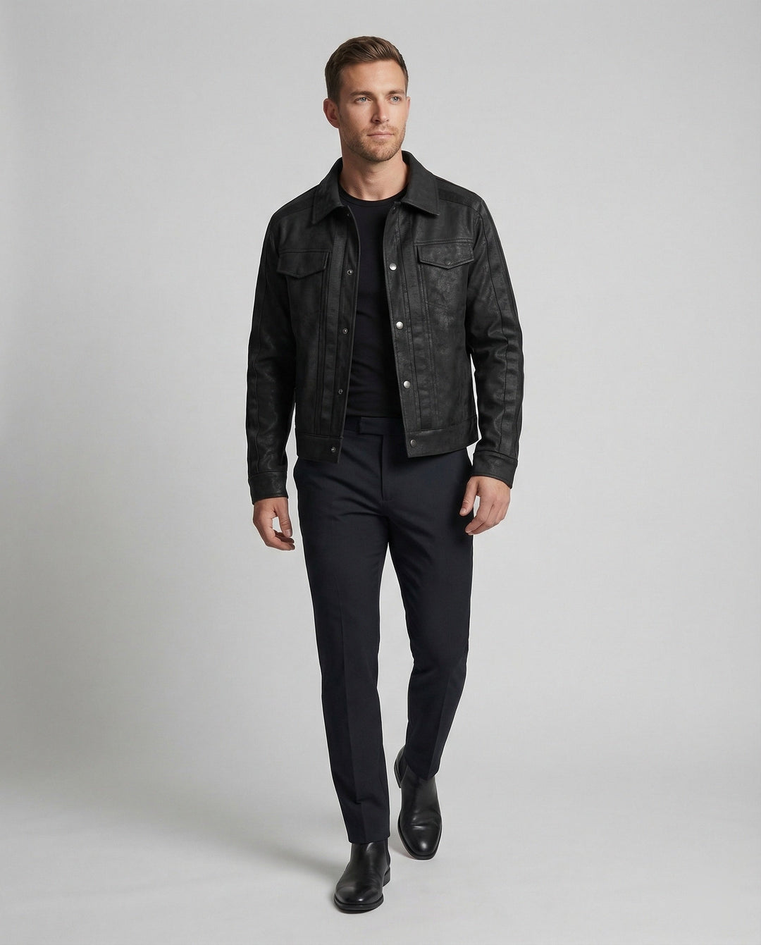 Herren Biker Lederjacke Kurz