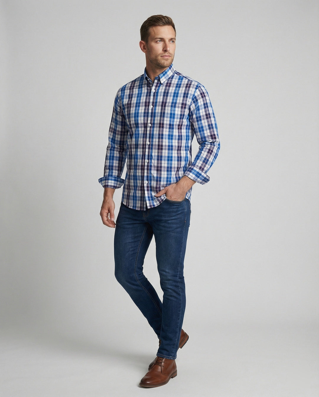 Herren Flanell Langarmhemd Kariert