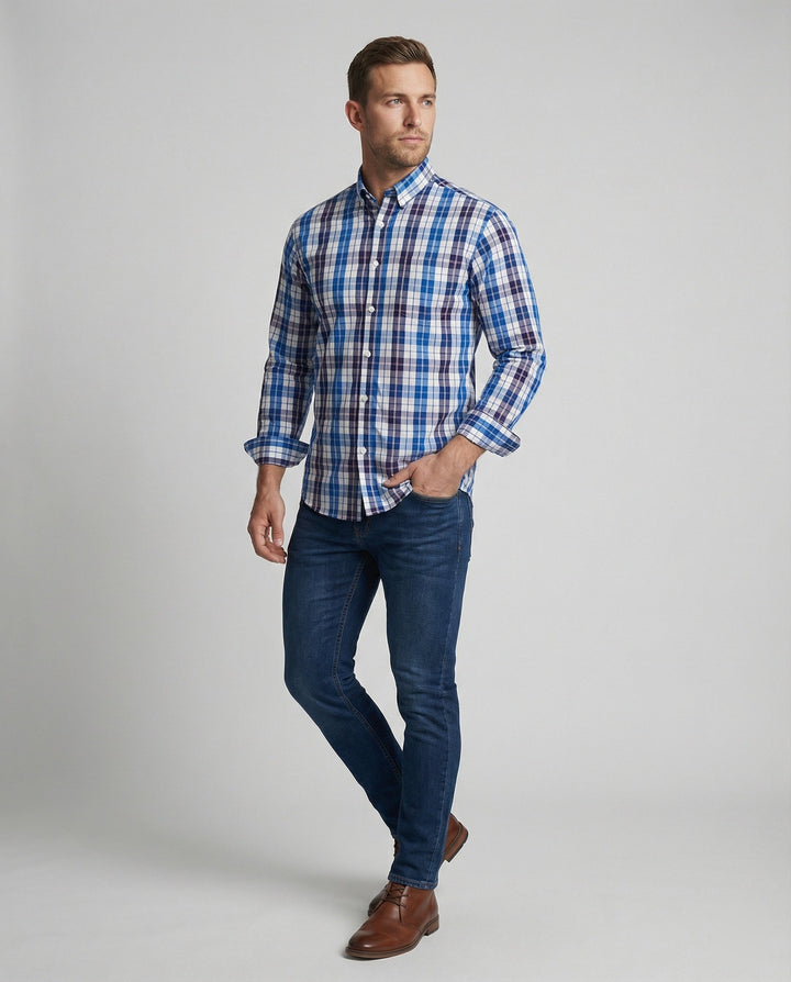Herren Flanell Langarmhemd Kariert