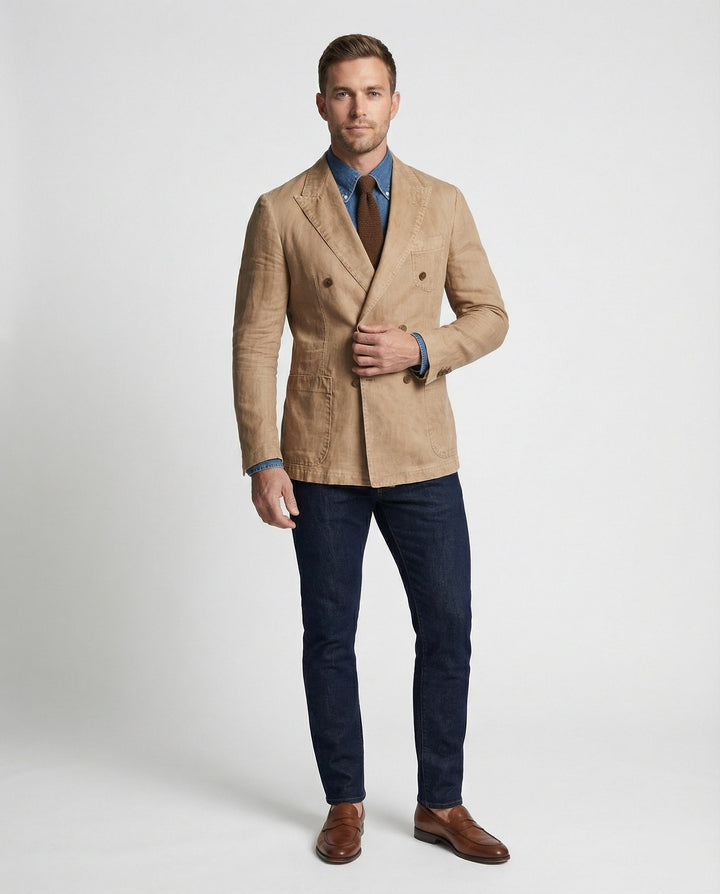 Leinenblazer Doppelreiher Herren