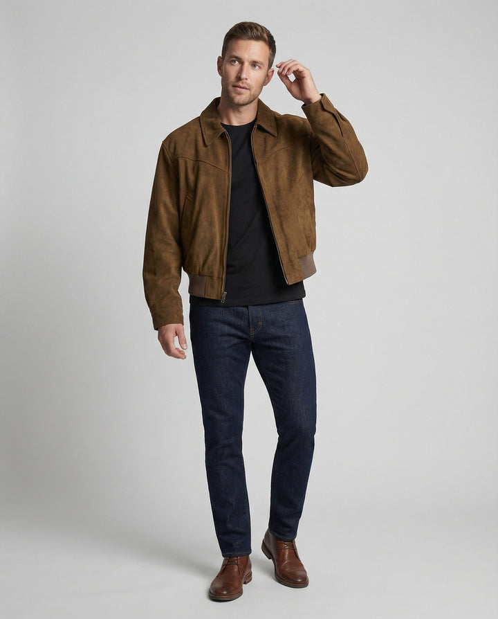 Herren Bomberjacke Veloursleder