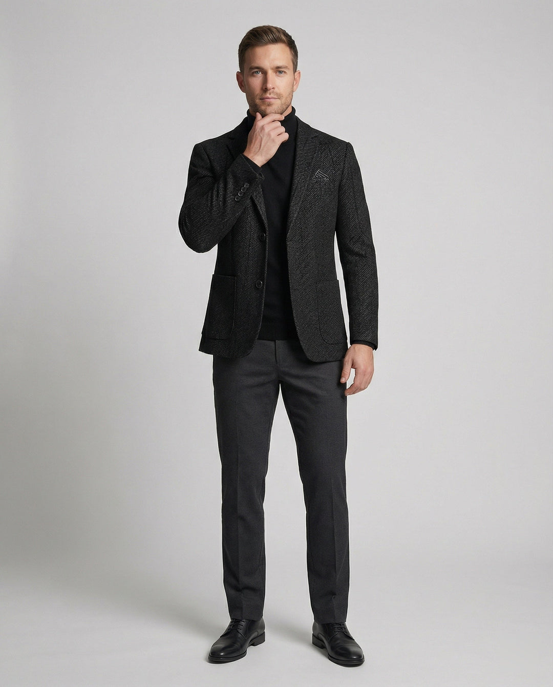 Herren Tweed Sakko Slim Fit 2-Knopf