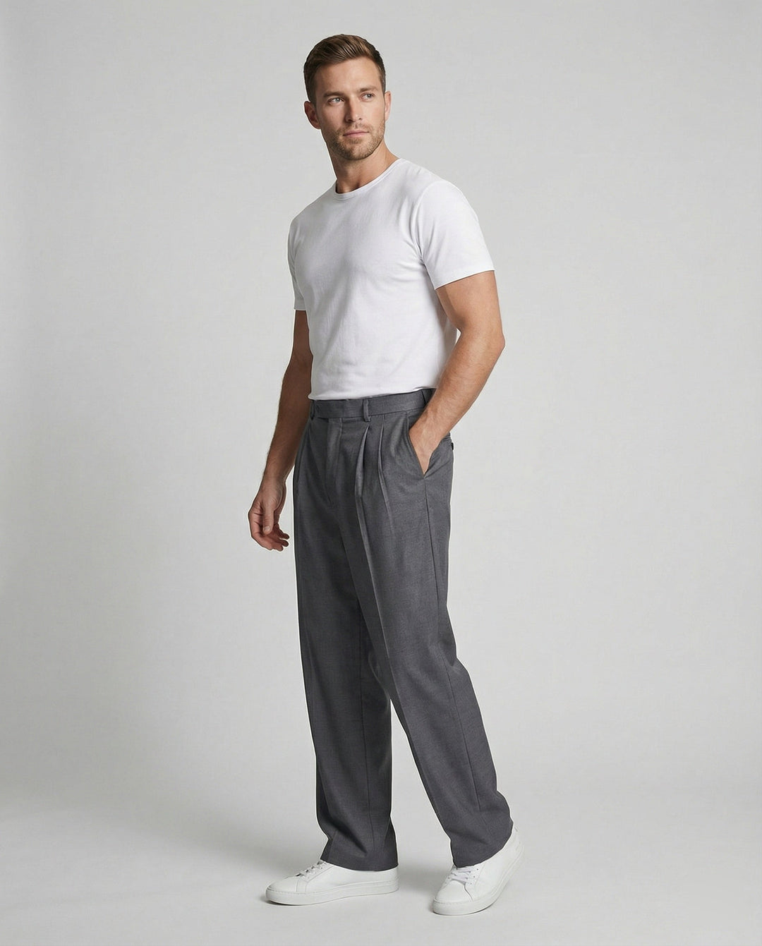 Freizeitkleidung Herren Bundfaltenhose Weit