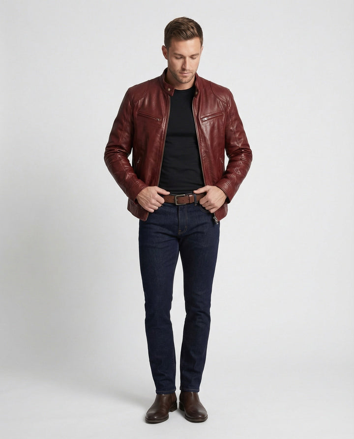 Herren Motorrad Lederblouson