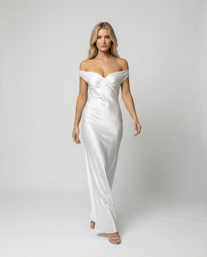 Elegantes Maxikleid Damen Satin