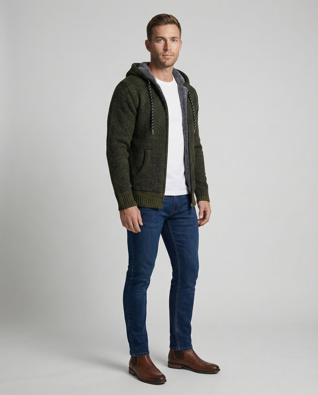 Lässige Herbst Strickjacke Kapuze