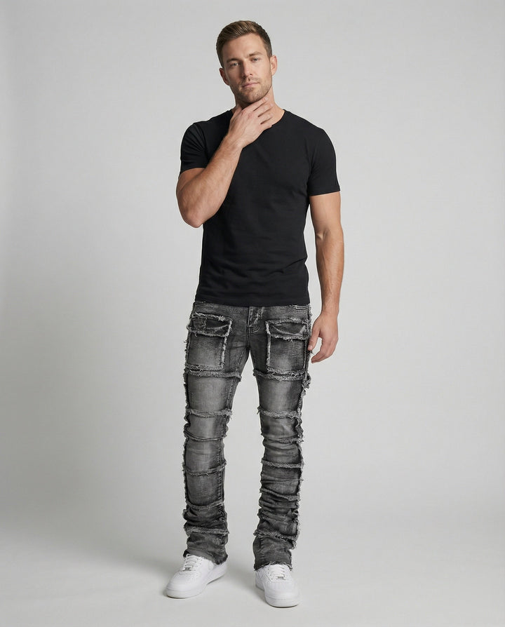 Herren Slim Fit Jeans mit Cargotaschen