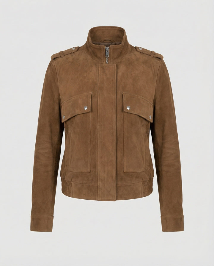 Freizeitkleidung Damen Wildleder Bomberjacke
