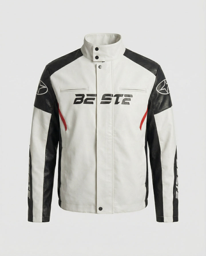 Herren Racing Bikerjacke Kunstleder