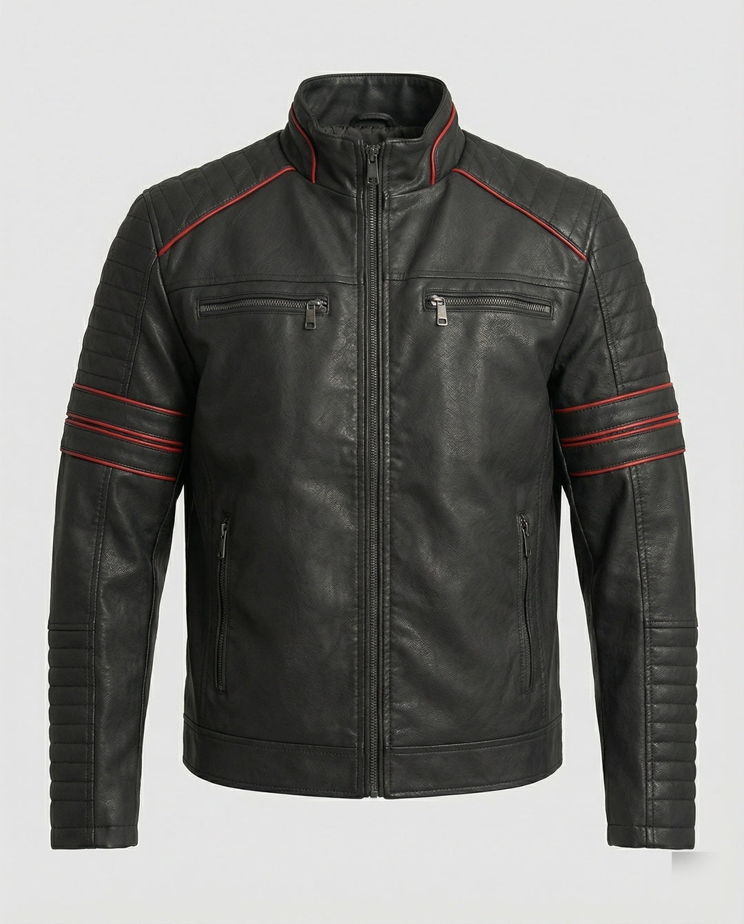 Herren Biker Lederjacke mit Steppung
