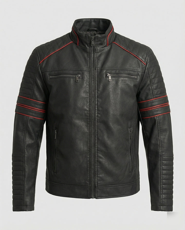 Herren Biker Lederjacke mit Steppung