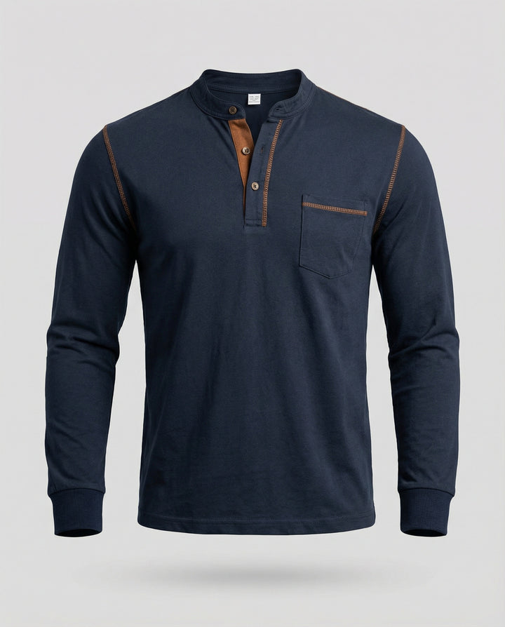 Langarm Henley Shirt