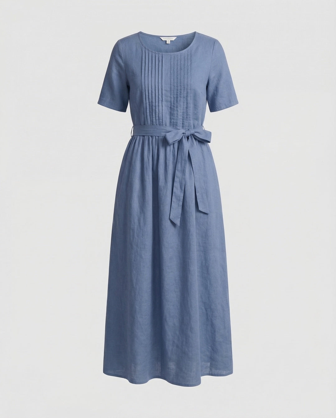 Damen Leinen Maxikleid Gürtel