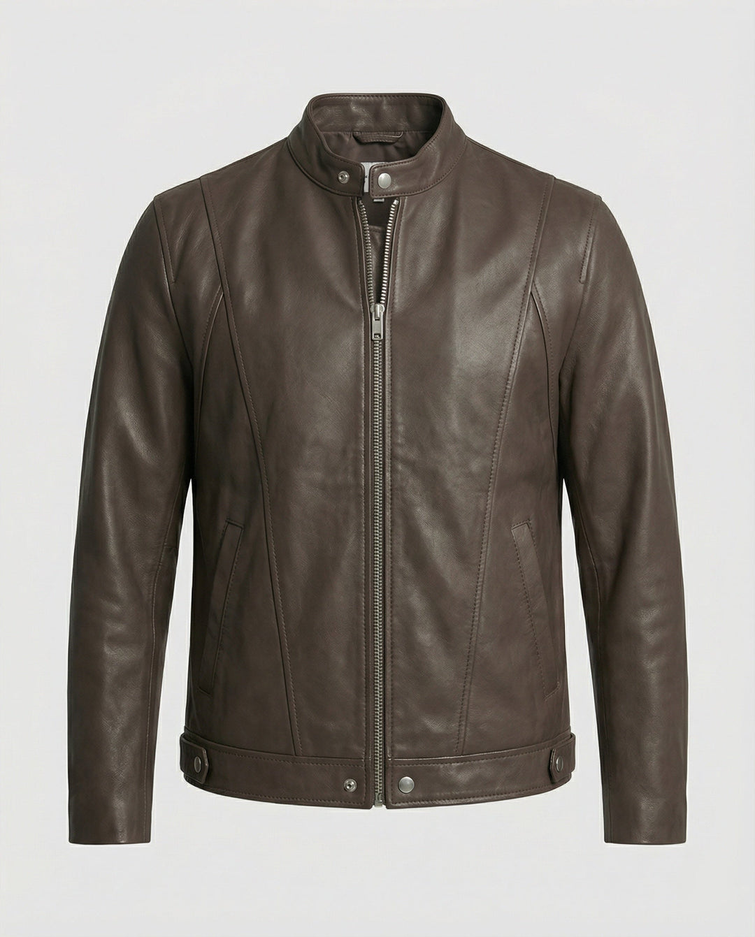 Herren Bomber Lederjacke Stehkragen
