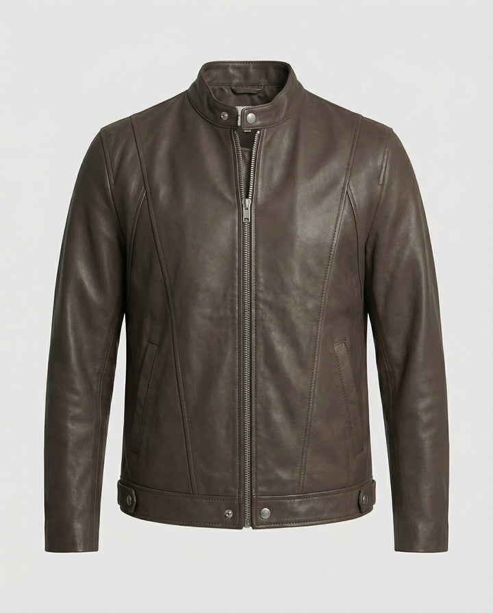 Herren Bomber Lederjacke Stehkragen