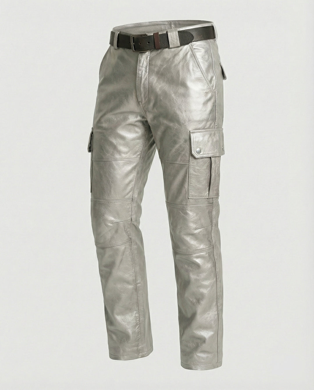 Herren Leder Cargo-Hose mit Taschen