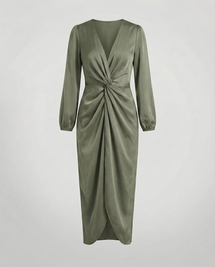 Elegantes Wickelkleid Damen Midi