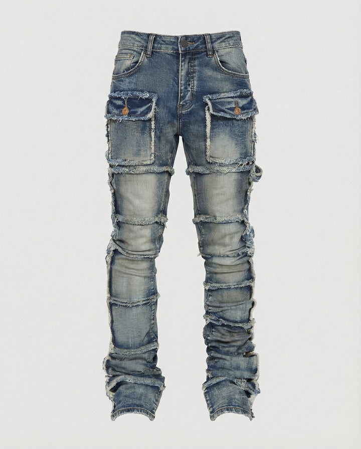 Herren Slim Fit Jeans mit Cargotaschen