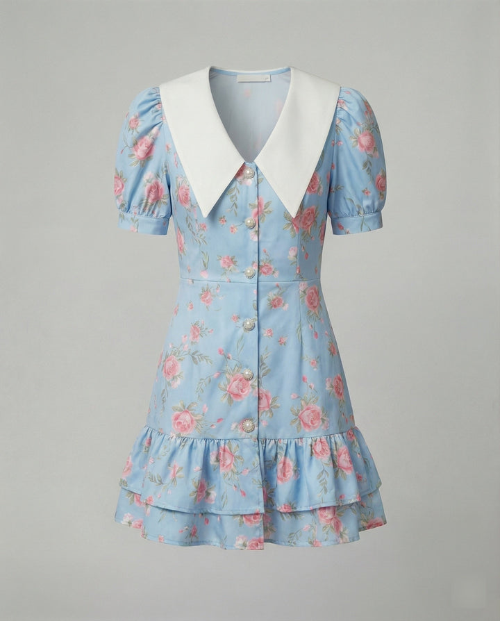 Damen Blumenkleid mit Puffärmeln