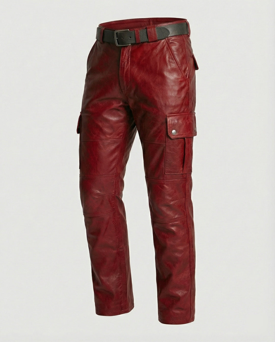 Herren Leder Cargo-Hose mit Taschen