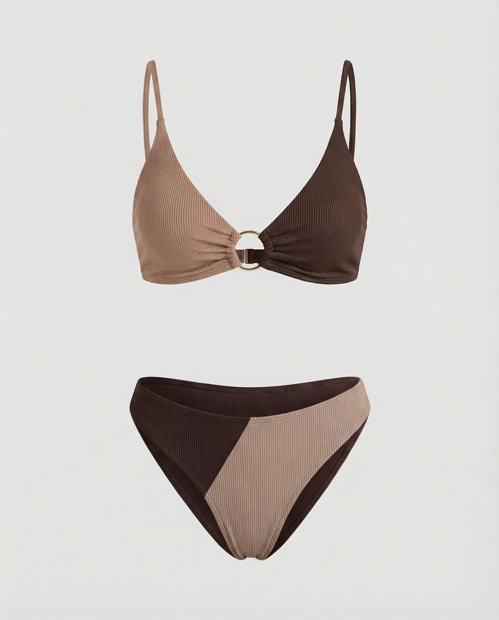 Damen Ripp-Bikini-Set Ringdetail