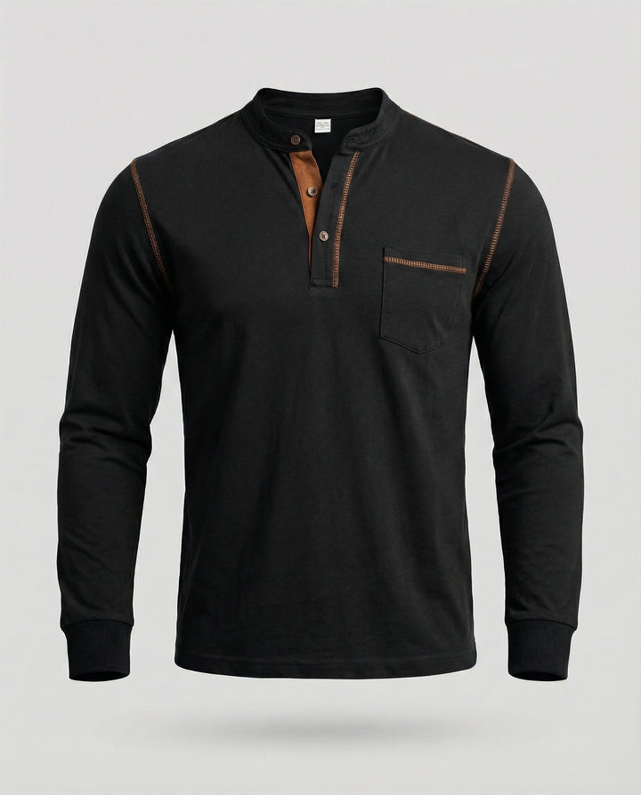 Langarm Henley Shirt