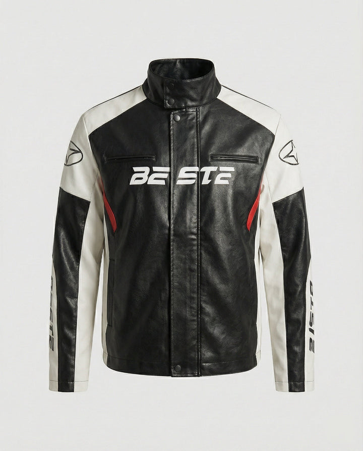 Herren Racing Bikerjacke Kunstleder
