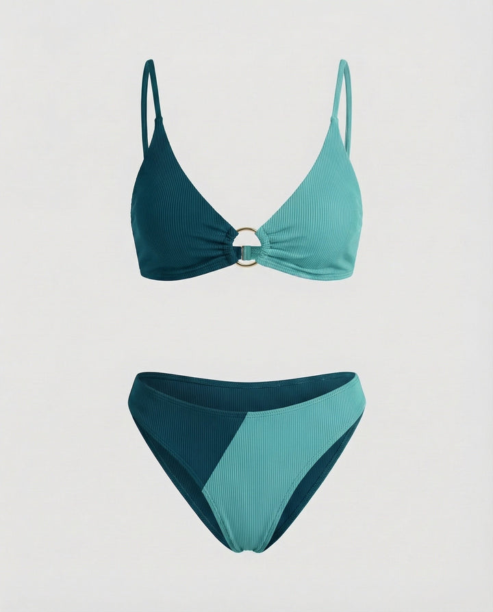 Damen Ripp-Bikini-Set Ringdetail