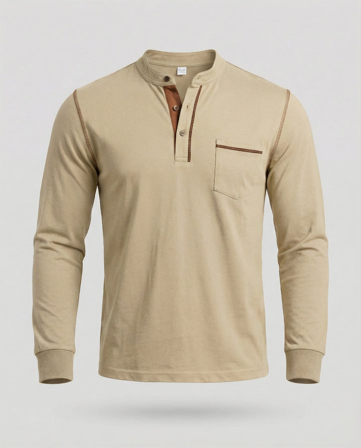 Langarm Henley Shirt