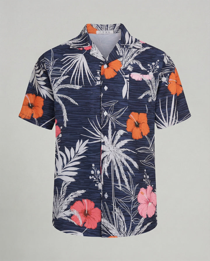 Kurzarm Hawaiihemd Herren Palmenprint