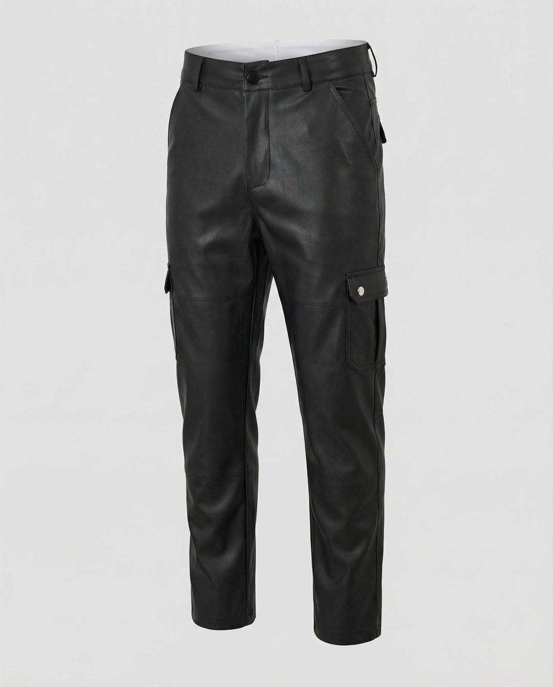 Herren Kunstleder Cargo-Hose mit Seitentaschen