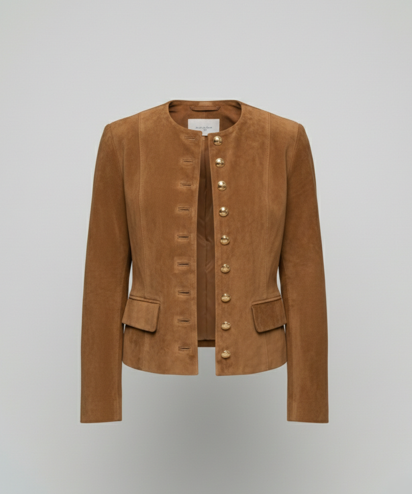 Damen Wildlederjacke mit goldenen Knöpfen