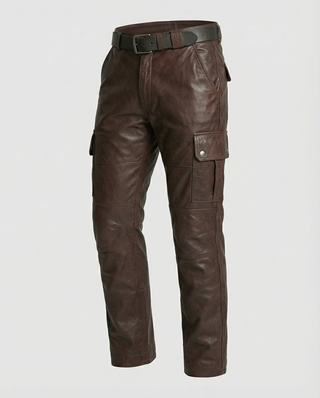 Herren Leder Cargo-Hose mit Taschen