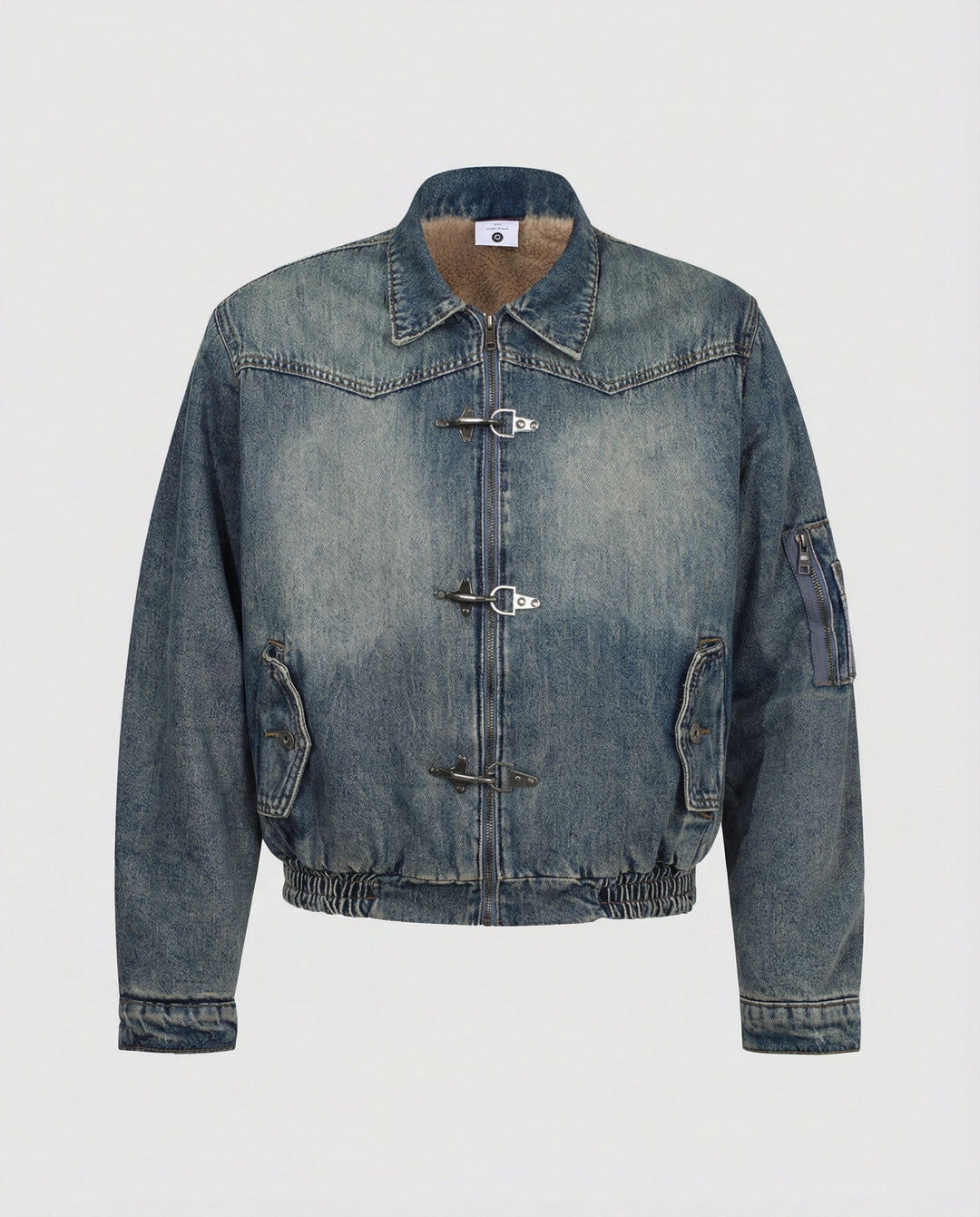 Herren Jeansjacke Bomber mit Teddyfutter