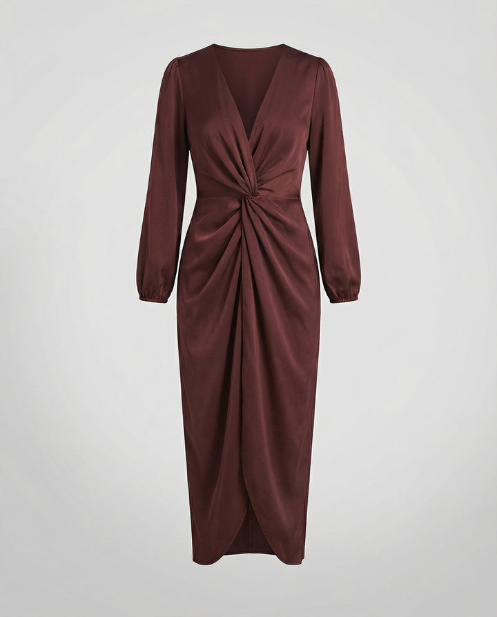 Elegantes Wickelkleid Damen Midi