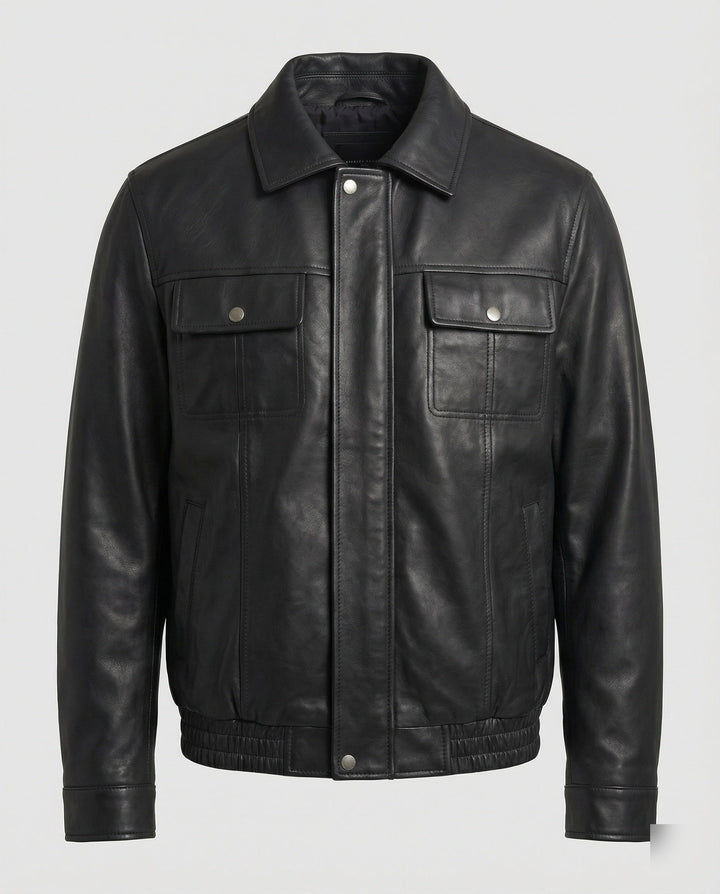 Herren Kunstleder Hemdjacke