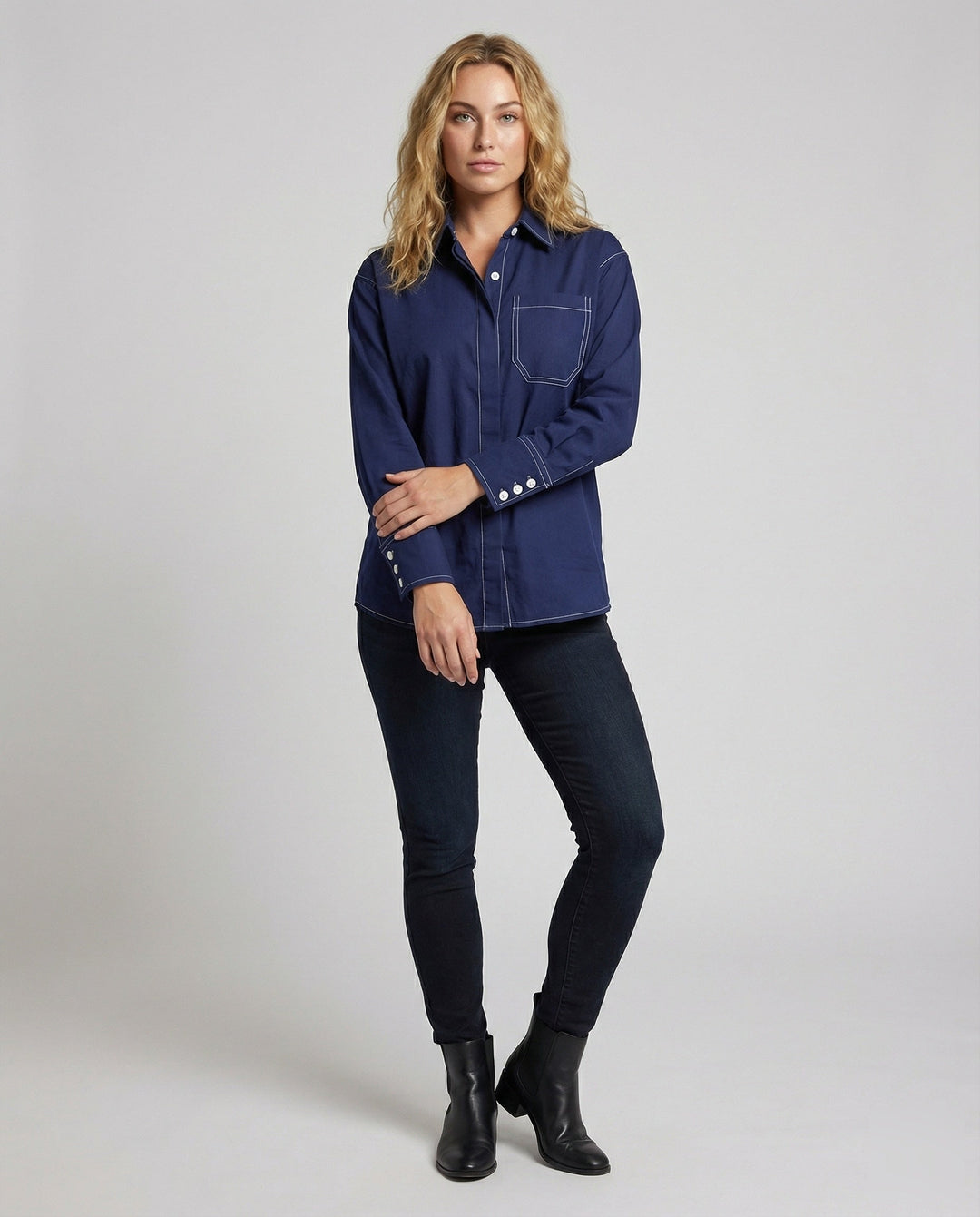 Damen Kurzarm-Kentbluse im Relax-Fit
