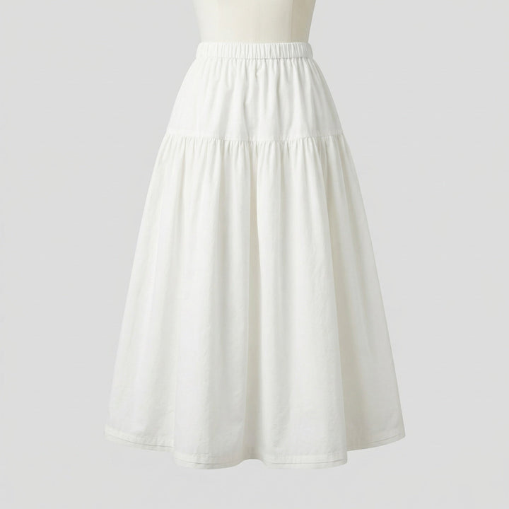 Damen weicher Midi-Stufenrock mit Gummibund