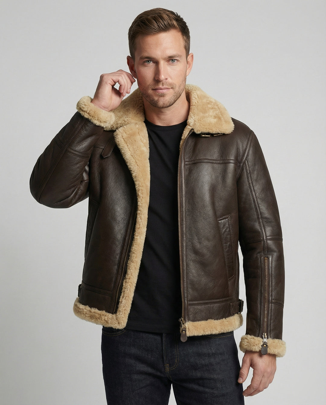 Weiche Lammfell Bomberjacke