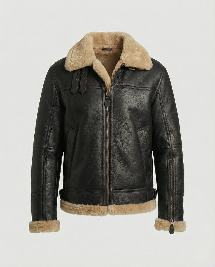 Luxus Lammfell Pilotjacke